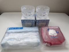 산리오 당 복권 계피 롤 유리 그릇 파우치 세트