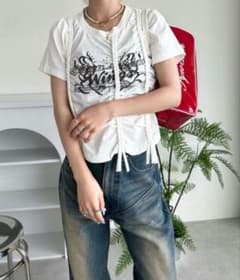 sedaclegirl 半袖Tシャツ カットソー ホワイト ドローストリングのサムネイル