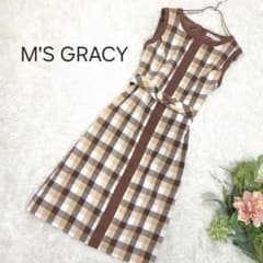 M'S GRACY 40 リネン混 チェック ワンピース ベルト 麻 ひざ丈 - メルカリ