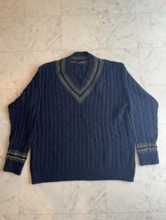 BEAMS HEART ケーブルニット Lサイズ ネイビー 日本製 美品のサムネイル