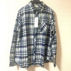 (タグ付き)earth チェック柄シャツ Ｌサイズ ネイビー系