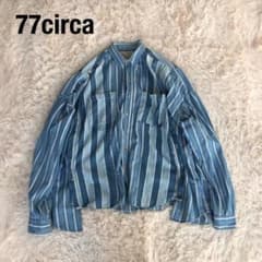 77CIRCAオーバーサイズ再構築シャツ　リメイクシャツ　ストライプ　デニム調 77CIRCAオーバーサイズ再構築シャツ リメイクシャツ ストライプ デニム