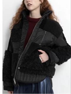 AULA AILA パッチワークジャケット AULA AILA ブラック パッチワーク ライクボアブルゾン 黒 アウラアイラ