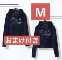 BLACKPINK ベロアジップアップフーディー ネイビー M - メルカリ