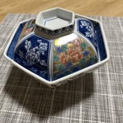 六角蓋物 煮物椀 染付 金彩 花文様 - メルカリ