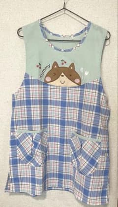 チェック柄動物刺繍エプロンのサムネイル