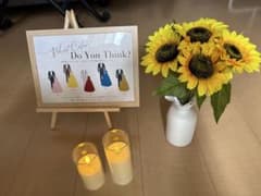 ウェディング　受付　ドレス色当て　 ひまわり造花 キャンドルセットのサムネイル