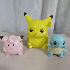 ポケモン ピカチュウ、ゼニガメ、ピッピ 貯金箱(陶器製) 3点セット