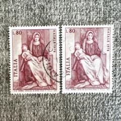 6800【消印有：海外切手(イタリア)】1978年 聖母子 絵画 クリスマス