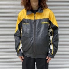JjHUMMER☆ハマー☆切替チェッカーフラッグ柄レザージャケット☆M☆ Jj様専用HUMMER☆ハマー☆切替チェッカーフラッグ柄レザージャケット