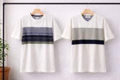 【美品】メンズTシャツ2枚セット L JUNRED ミツミネ 切替ボーダー 夏服のサムネイル