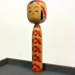 美品】伝統こけし 遠刈田系 斎藤良輔 作 重ね菊 郷土玩具 民芸品