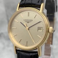 極美品 ロンジン 電池交換済 黒文字盤 ローマン レディース 腕時計 稼働 新品電池交換/極美品/稼働 ロンジン L4.220.2 ゴールド文字盤 腕時計