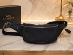 りんコーチ　COACHブラック ボディーバッグ・ウエストポーチF05093 りん様専用コーチ COACHブラック ボディーバッグ・ウエストポーチ