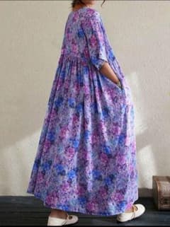 花柄ロングワンピース 半袖のサムネイル
