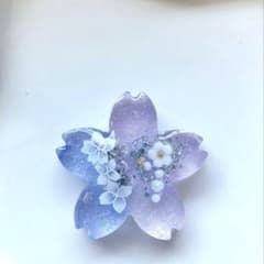 レジン ヘアゴム 桜モチーフ パープルグラデーション◡̈♥︎ ドライ