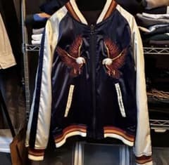 ジャックローズ スカジャン リバーシブル メンズLサイズ ブルー