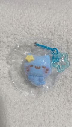 粉付き青い猫のストラップ 星型チャーム付きスクイーズのサムネイル