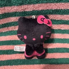 ハローキティ マスコット ぬいぐるみ ブラック ピンクのサムネイル