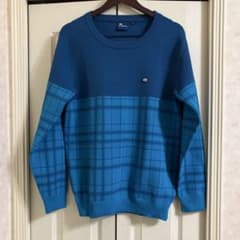 FIDRA 青いチェック柄 ニットセーター /Lサイズ/身幅約53cm/ - メルカリ