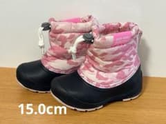キッズ スノーブーツ 15cm ピンク 迷彩 ボア 雪遊び 女の子 ファスナーのサムネイル