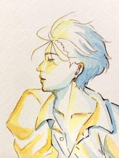 水彩原画 ミニ原画 手描きイラスト 男の子 イケメン 約14.7×10cmのサムネイル