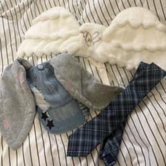 うさ耳キャップ 天使の羽 ネクタイ 3点セットのサムネイル