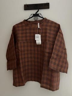 未使用　タグ付き　ナチュラルランドリー　ブラウン系チェック シャツ M