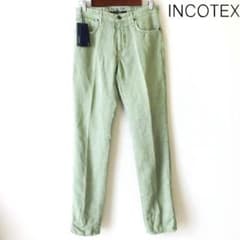 新品 INCOTEX 春夏リネン混 上質ジーンズ チノパン 緑 W30 Mサイズ