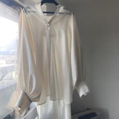 LOUNIE クリームホワイト バルーンスリーブ シャツ