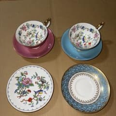 AYNSLEY カップ2点＆ソーサー 4点花柄 鳥柄 - メルカリ