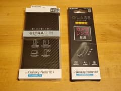 Galaxynote10＋　手帳型ケース（カーボン調）とカメラレンズ保護フィルムのサムネイル