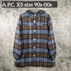 状態◎】A.P.C. チェック柄 フードコート ウール XS アーペーセー 