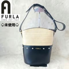 未使用　FURLA　SHARE　ミニバスケット　かごバッグ　肩掛け　ブラック　黒 未使用 FURLA SHARE ミニバスケット かごバッグ 肩掛け ブラック 黒