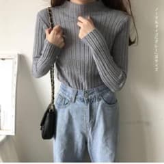 【新品】karei リブニット ハイネック グレー Mサイズのサムネイル