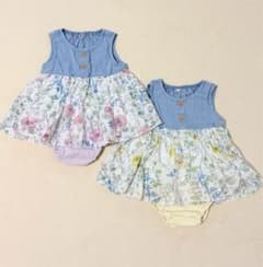 ベビー ワンピース 花柄 ブルマ 2点セット 80cm 双子 おそろい 女の子のサムネイル