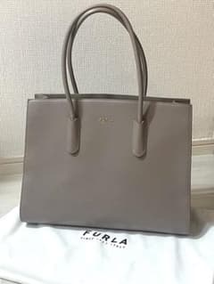 FURLA フルラ トートバッグ グレー ベージュ 保存袋付き A4収納可 