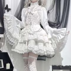 ゴシックブラウス トップス 姫袖 ロリータ ゴスロリ インナーシャツ アウター白のサムネイル