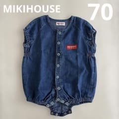 MIKIHOUSE ミキハウス　レトロ　デニムロンパース　半袖70のサムネイル