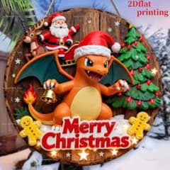 ポケモン リザードン クリスマス ウェルカムボード 壁掛け プレート