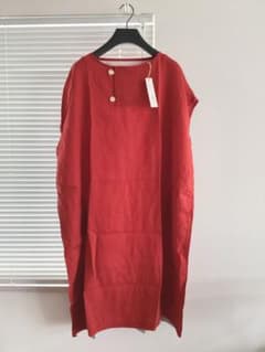 快晴堂】リネン麻100％ ゆったりシルエットワンピース 2F 定価24200円 