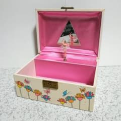 昭和レトロ バレリーナ オルゴール ジュエリーボックス 蝶々柄