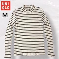 UNIQLO リブモックネックT 長袖 ボーダー M