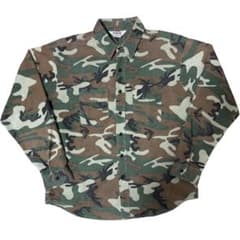 80s USA製 ファイブブラザー プリントネルシャツ XL ウッドランドカモ