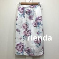 rienda リエンダ オイルペイント フラワー ジャストウエスト スカート