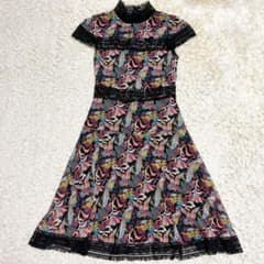 VIVIENNE TAM 総柄 鳳凰 花柄 ワンピース レース切替 パワーネット