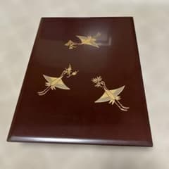 硯箱 漆器 鶴蒔絵 溜塗 文箱のサムネイル