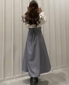 NOMAE フリルブラウスドッキングワンピース　ブルー　値下げ可のサムネイル