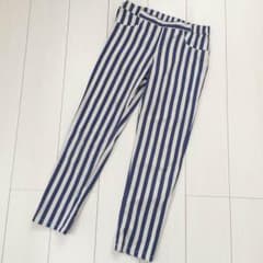 GU ストライプ パンツ 白×青のサムネイル