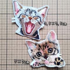 ネコ2種✿︎刺繍アイロンワッペンのサムネイル